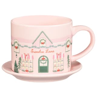 Christmas Patisserie Mug & Saucer Set - Pink