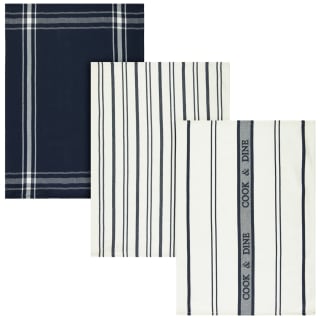 Home Cotton Woven Tea Towels 3pk - Navy