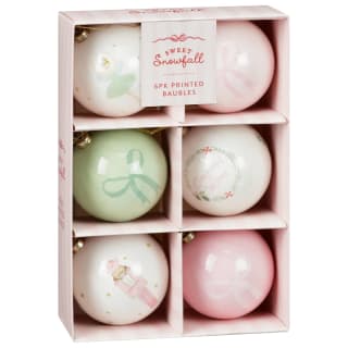 Sweet Snowfall Printed Baubles 6pk
