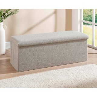 XL Textured Fabric Ottoman - Grey