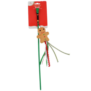 Christmas Cat Toy Wand - Gingerbread Man