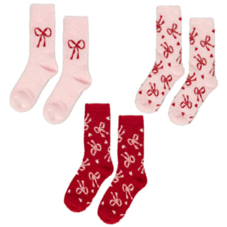 Kids Cosy Bow Socks 3pk