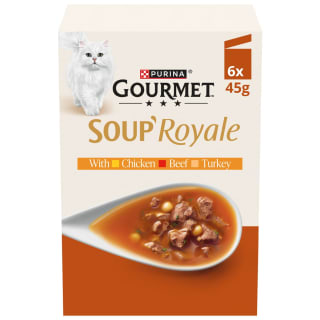 Purina Gourmet Soup Royale Cat Food Pouch 6 x 45g - Meat