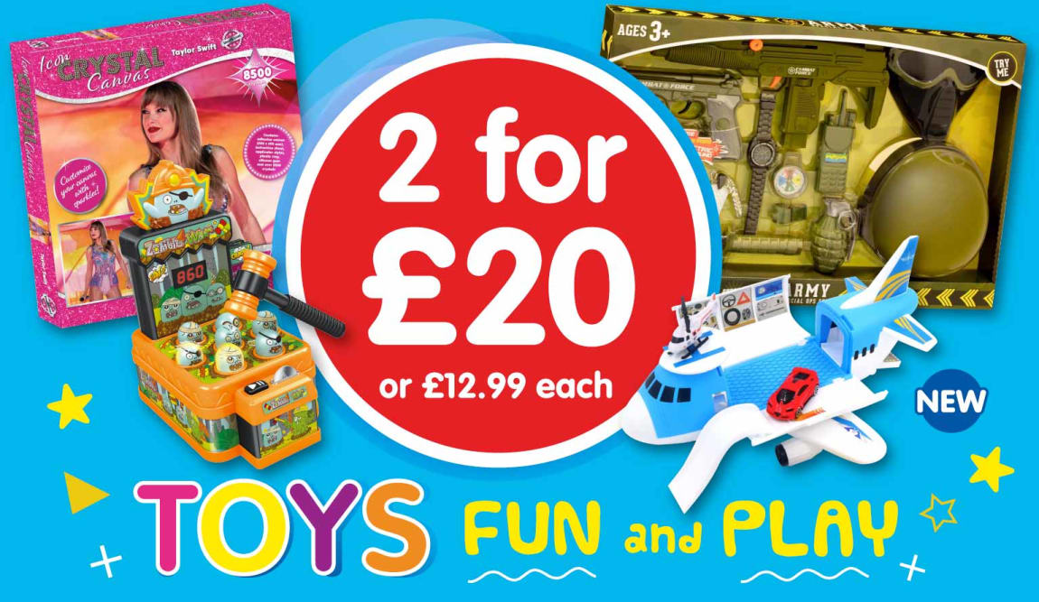2 for £20 Toys at B&M.