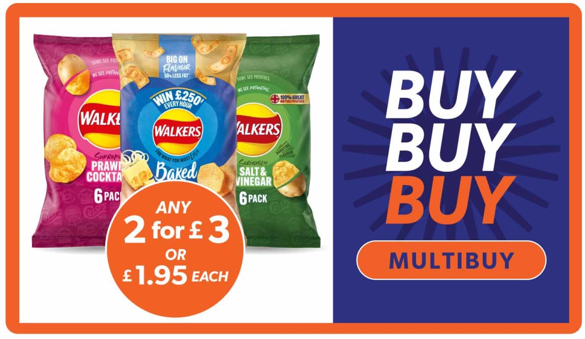 Any 2 Walkers for &pound;3 at B&M.