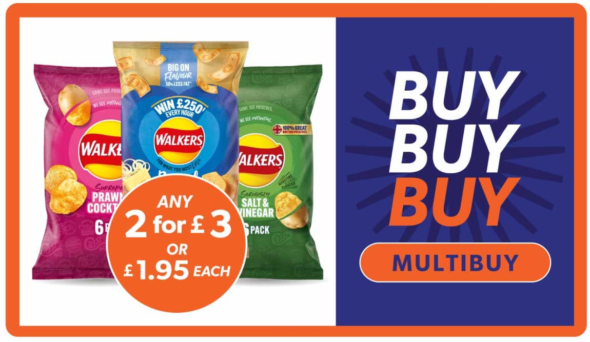 Any 2 Walkers for &pound;3 at B&M.
