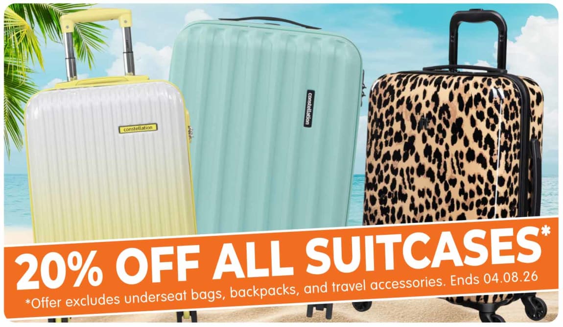 20% off All Suitcases at B&M.