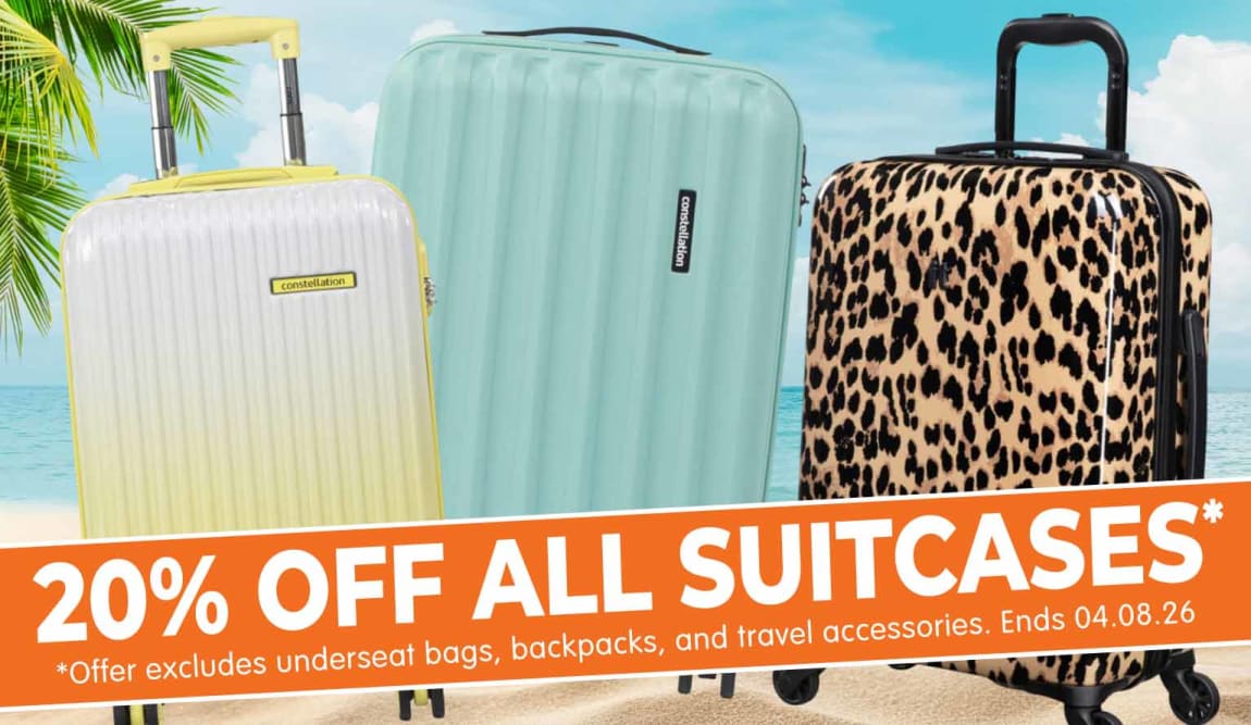 20% off All Suitcases at B&M.