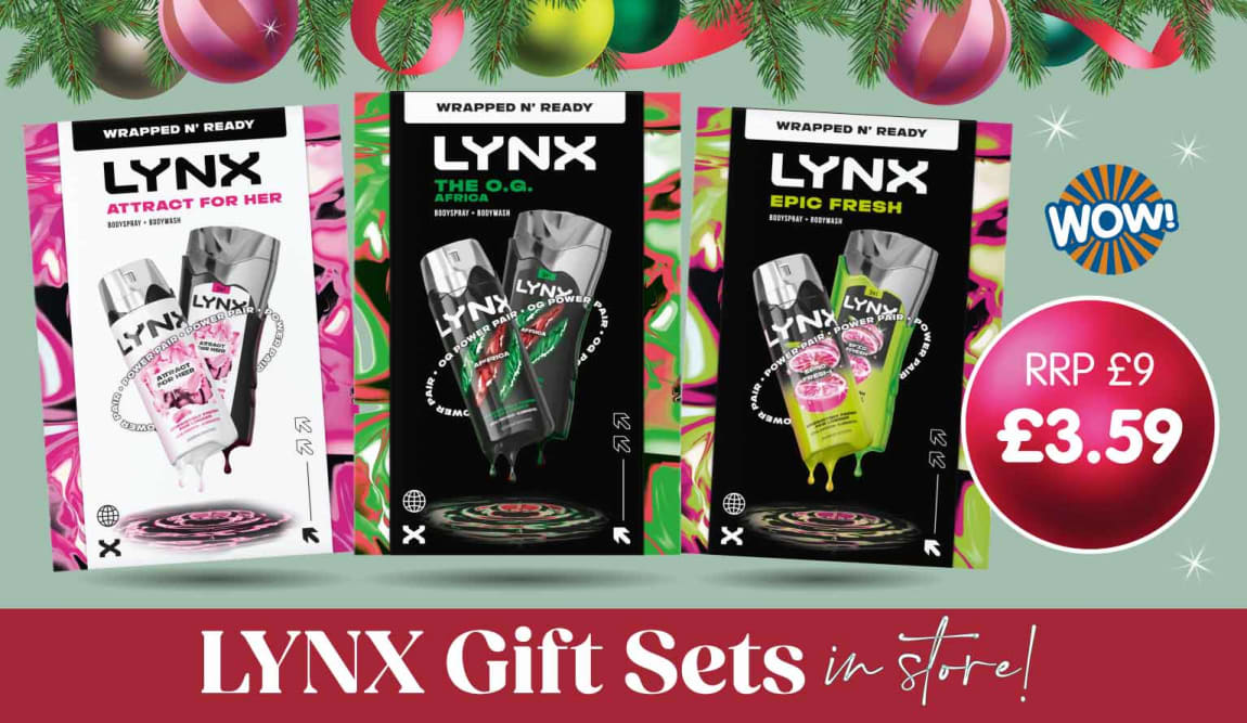 Lynx Gift Sets at B&M. footer.