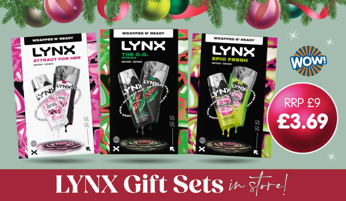 Lynx Gift Sets at B&M. footer.