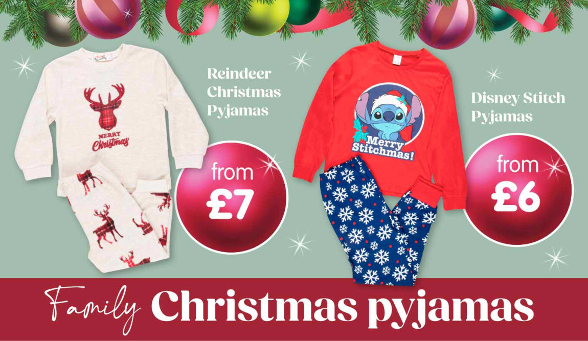 Christmas Pyjamas at B&M. footer.