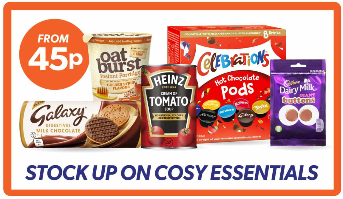 Save on Cosy Food Essentials at B&M.