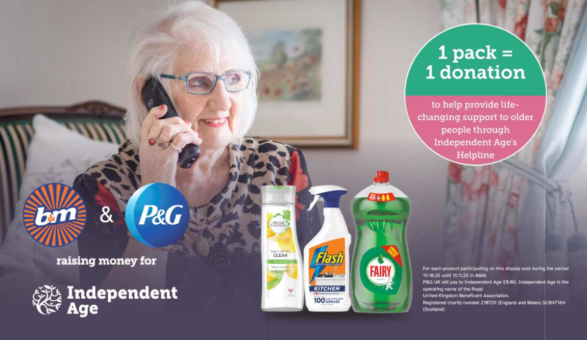 B&M and P&G Independent Age. footer.